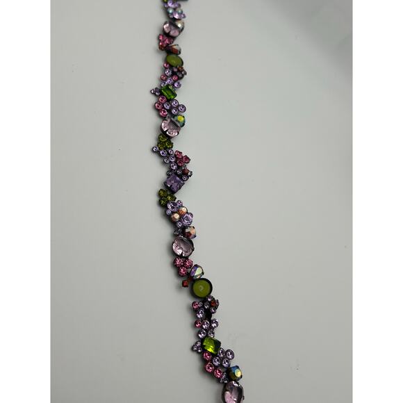 Vintage Sorelli Fresh Flowers Swarovski Crystal Necklace brass colored metal - Picture 7 of 10